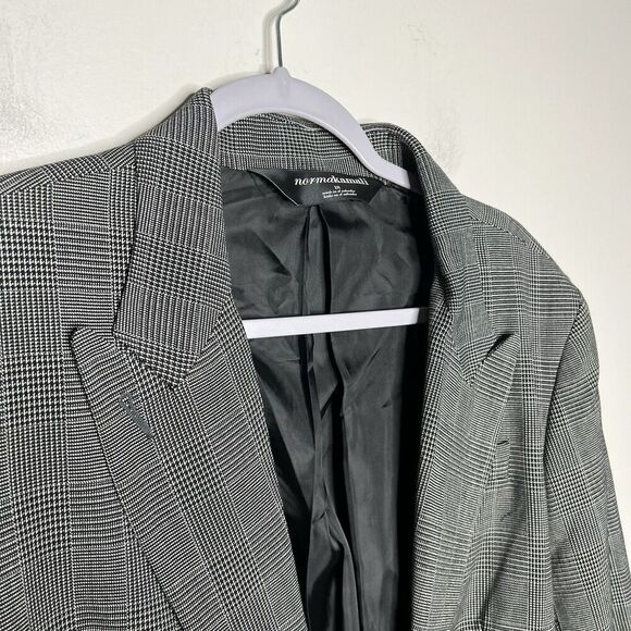 Norma Kamali Blazer Womens 18 Houndstooth Single Button Jacket Lined‎ Career - Picture 12 of 16